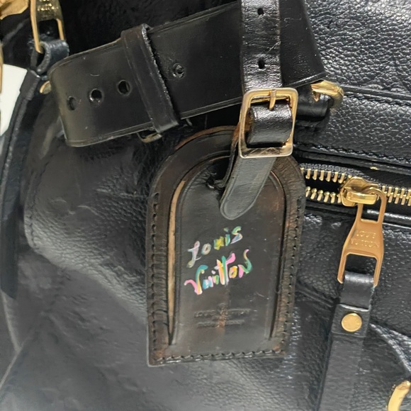 Louis Vuitton luggage tag and poignet black with costume painted name - Picture 4 of 10